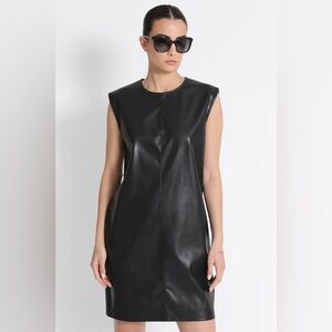 Zara Black Faux Leather Mini Dress